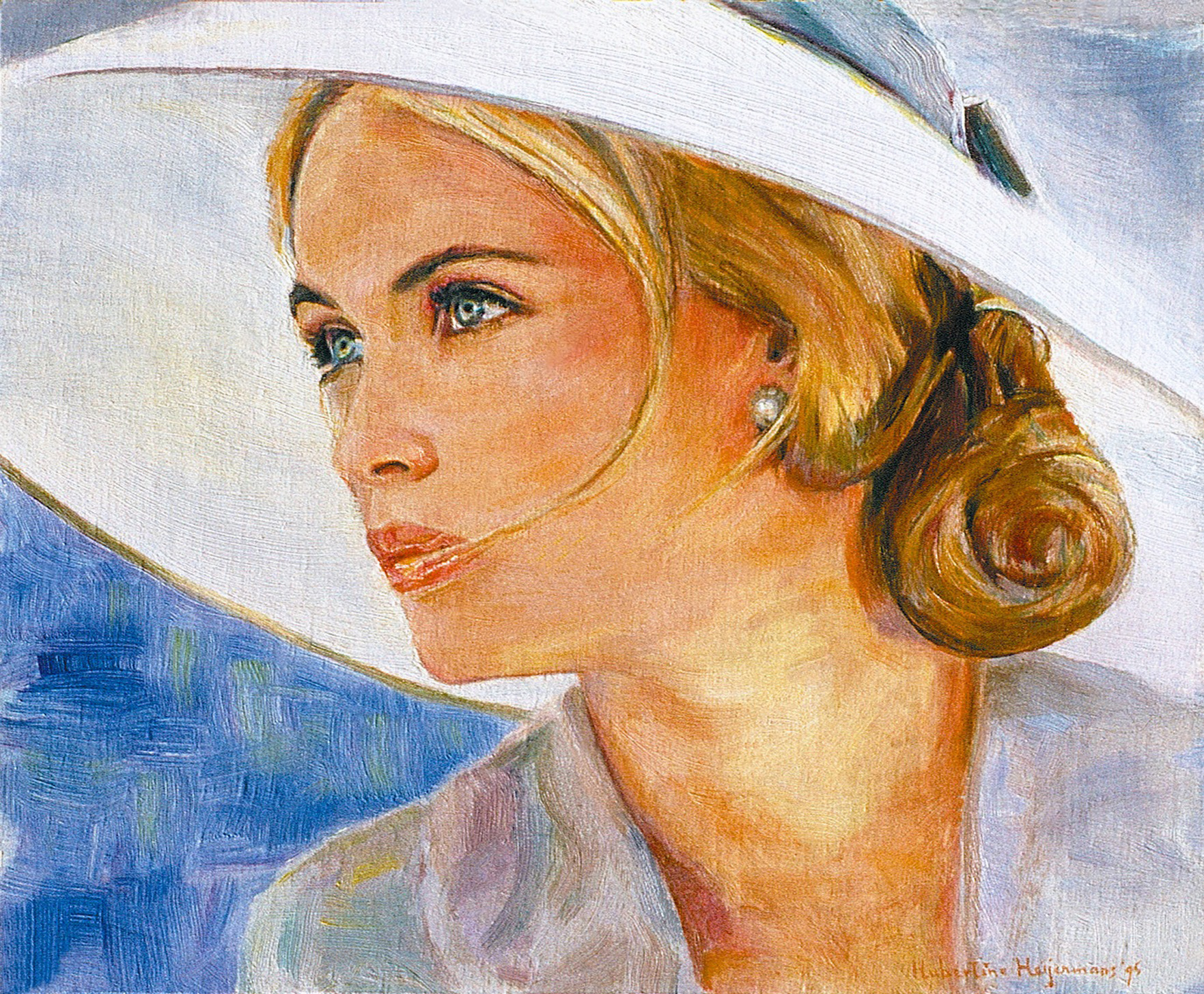 Lady With Blue Eyes And White Hat